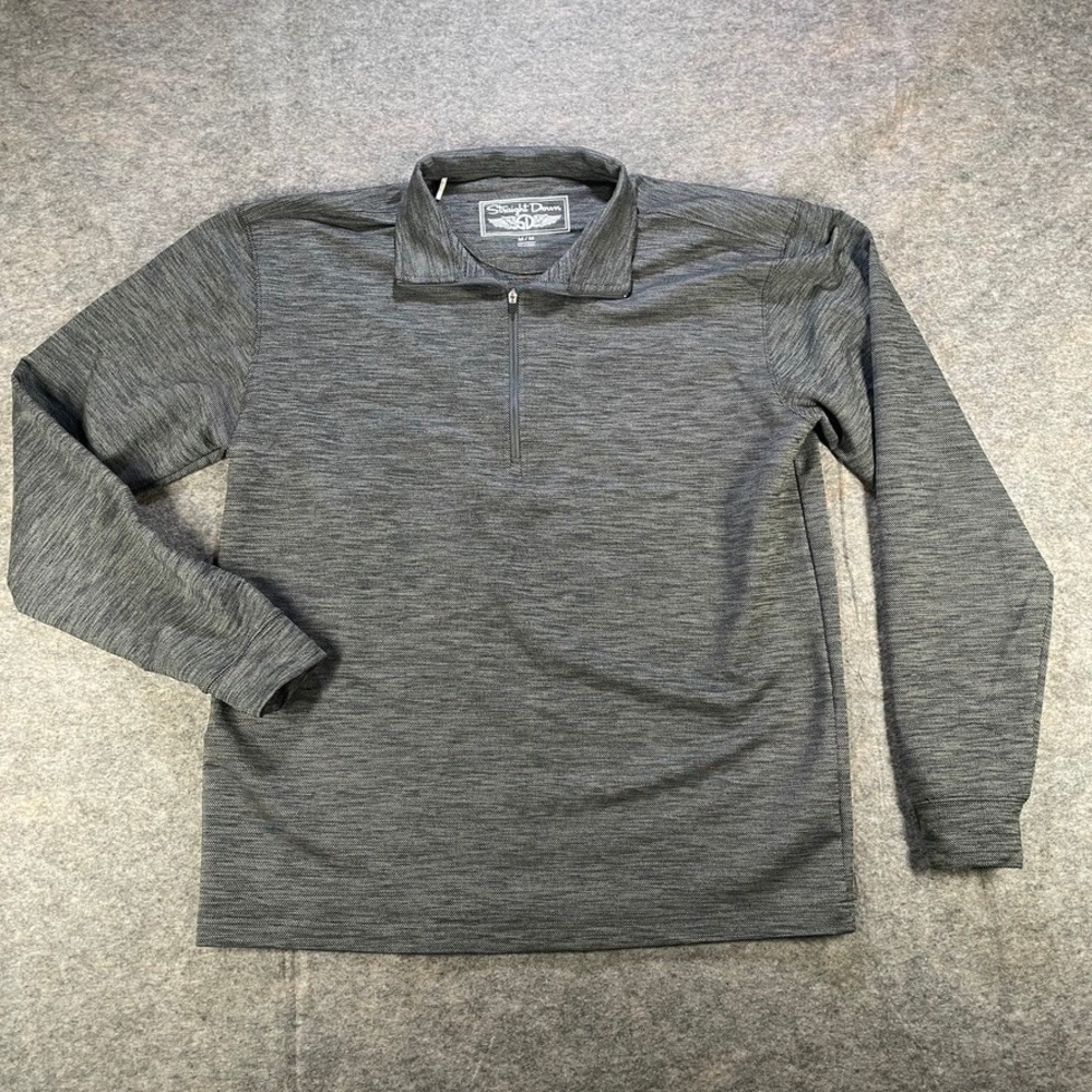 Straight Down Pullover Mens Medium Gray 1/4 Zip Sweater Golf The Country Club